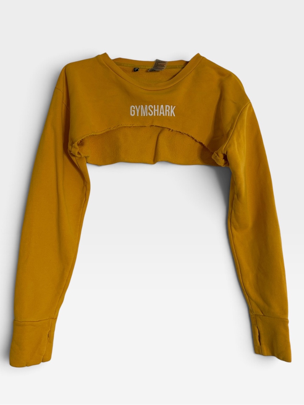 Gymshark Training Cropped Sweater Powder Yellow Thumbholes S